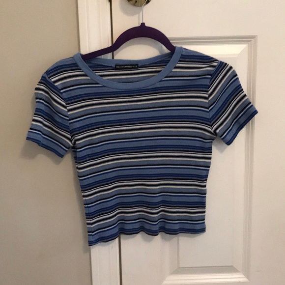 Blue,Black,White Striped Shirt: Brandy Melville - Picture 3 of 4